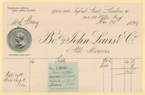 Pokwitowanie od John Lewis & Co., 14 listopada 1896 r. autorstwa English School
