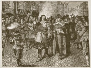 Recepcja Moncka w City of London, ilustracja z Cassells Illustrated History of England (zdjęcie w sepii) autorstwa English School