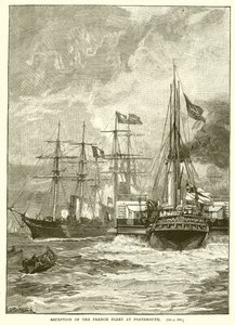 Odbiór francuskiej floty w Portsmouth autorstwa English School