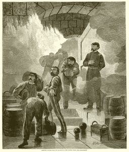 Usuwanie prochu z magazynka Fort Sumter podczas bombardowania autorstwa English School