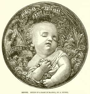 Repose. Studium niemowlęcia w marmurze, A. Munro (rycina) autorstwa English School