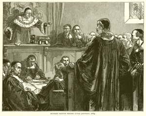 Richard Baxter przed sędzią Jeffreysem, 1685 autorstwa English School