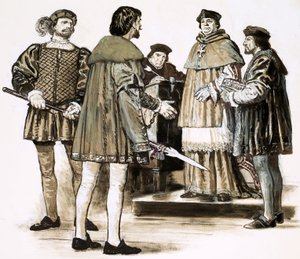 Richard Hunne przesłuchiwany przez biskupa Londynu Richarda Fitzjames autorstwa English School