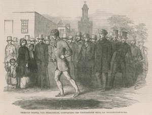 Richard Manks, pieszy, pokonuje swoją tysięczną milę na Kennington Oval autorstwa English School