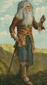 Rip Van Winkle (kolorowa litografia) autorstwa English School