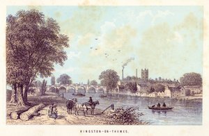 Tamiza: Kingston-on-Thames (kolorowy grawerunek) autorstwa English School