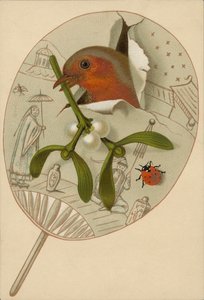 Robin i jemioła (chromolitho) autorstwa English School