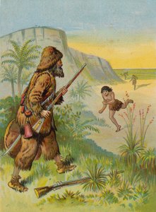 Robinson Crusoe ratujący piątkowe życie autorstwa English School