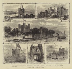 Zamek Rochester, Kent (grawerowanie) autorstwa English School