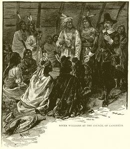 Roger Williams na soborze Canonicus autorstwa English School