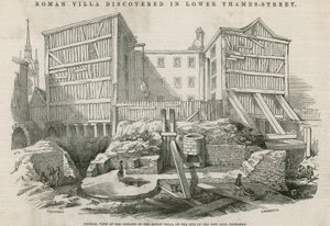 Willa rzymska odkryta na ulicy Lower Thames Street w Londynie: Ogólny widok pozostałości rzymskiej willi na terenie nowej Giełdy Węgla autorstwa English School