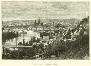 Rouen ze wzgórza św. Katarzyny autorstwa English School
