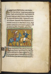 Królewski 12 F.XIII, f.39   Dwóch mężczyzn z dwoma mężczyznami z tyłkami. , z Bestiariusza (ff. 3-141), Lapidary (ff. 141v-149)  , 2 ćw. XIII w. (welin) autorstwa English School