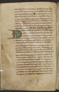 Royal 13. A.XI, f.59vInitial D.De temporum ratione.Bede the CzcigodnyRozmaitość prac z zakresu komputu i astronomii.XI wiek-XII wiek autorstwa English School