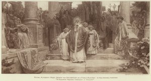 Nagroda Royal Academy Award za dekorację budynku publicznego, „St Augustine głoszenie chrześcijaństwa w Anglii” (rycina) autorstwa English School