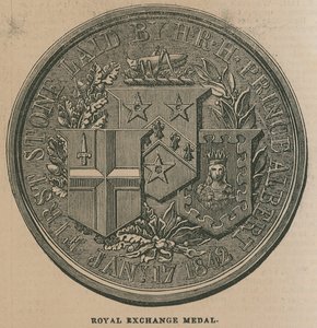 Royal Exchange Medal, wybity dla upamiętnienia otwarcia Royal Exchange w 1844 r. autorstwa English School