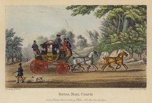 Royal Mail Coach (kolorowy grawerunek) autorstwa English School