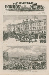 Królewska procesja opuszcza Pałac Buckingham i Hyde Park Corner autorstwa English School