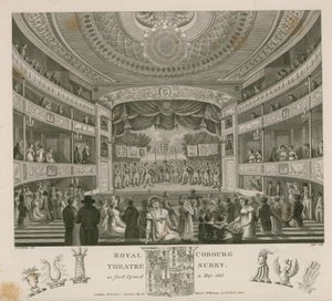 Teatr Królewski, Cobourg, Surrey, otwarty w maju 1818 r. autorstwa English School