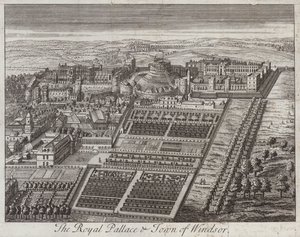 Pałac królewski i miasto Windsor, Berkshire (rycina) autorstwa English School
