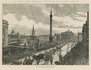 Procesja królewska na Trafalgar Square autorstwa English School