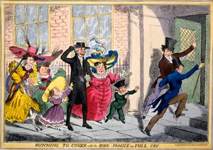 Running to Cover with the Bore Family in Full Cry, c.1830 (ręcznie barwiony grawerunek) autorstwa English School