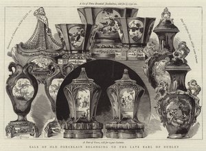 Sprzedaż Starej Porcelany należącej do zmarłego hrabiego Dudley (grafika) autorstwa English School