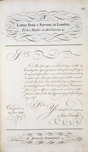 Przykładowy list z wzornika listów, ok. 1740 autorstwa English School
