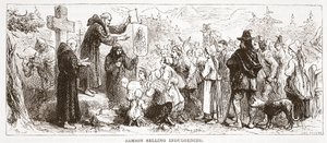 Samson Selling Indulgences, ilustracja z Historii protestantyzmu Jamesa Aitkena Wylie (1808-1890), wyd. 1878 autorstwa English School