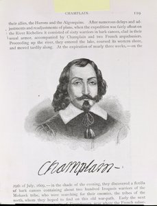 Samuel de Champlain (ok. 1567-1635) ilustracja z tomu IV „Narracyjnej i krytycznej historii Ameryki”, 1886 autorstwa English School