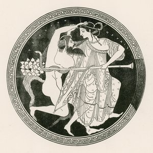 Satyr i Menada (rycina) autorstwa English School