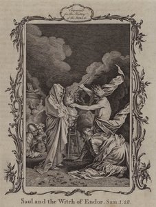 Saul i czarownica z Endor (rycina) autorstwa English School