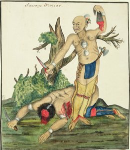 Savage Warrior, ok. 1800 (pióro i toaleta na papierze) autorstwa English School