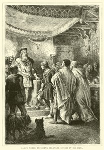 Saxon Noble przyjmuje obcych gości w swojej sali autorstwa English School