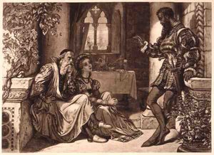 Scena z Otella, akt I, scena 3, William Shakespeare (1564-1616) (rycina) autorstwa English School