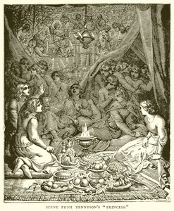 Scena z Tennysons Princess autorstwa English School