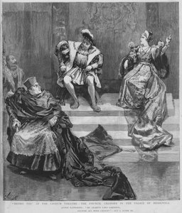 Scena z inscenizacji Henryka VIII Szekspira w Lyceum Theatre w Londynie (lito) autorstwa English School