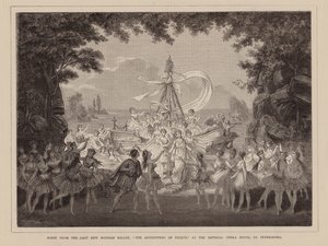 Scena z ostatniego nowego baletu rosyjskiego "Przygody Peleusa" w Operze Cesarskiej w Petersburgu (rycina) autorstwa English School