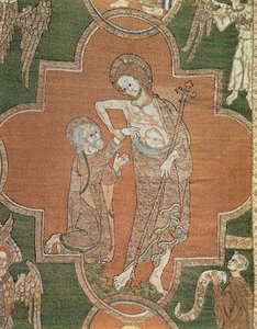 Scena z życia Chrystusa, fragment z Syon Cope, 1300-20 (len haftowany metalowymi nićmi i jedwabiem) autorstwa English School