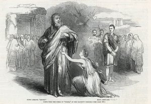 Scena z opery Norma w Her Majestys Theatre w Londynie autorstwa English School