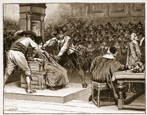 Scena w Izbie Gmin: mówca zmuszony, ilustracja z Cassells Illustrated History of England (zdjęcie w sepii) autorstwa English School