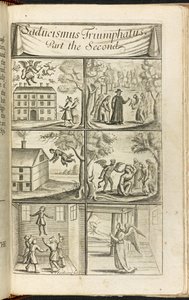Sceny lewitacji i czynności związane z czarownicami i demonami z „Saducismus Triumphatus” autorstwa English School