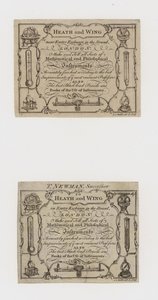 Scientific Instrument Makers, Heath and Wing i jego następca T Newman, karty handlowe autorstwa English School