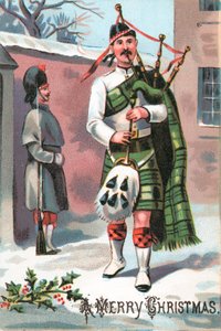Szkocki dudziarz, kartka świąteczna autorstwa English School