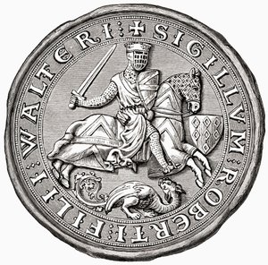 Pieczęć Roberta Fitzwaltera z „Krótkiej historii Anglików” J.R. Greena, opublikowanej w 1893 r. autorstwa English School