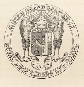 Pieczęć Zjednoczonego Wielkiego Kapituły Royal Arch Masons of England, 1817, z „Historii masonerii, tom II”, opublikowanej przez Thomasa C. Jacka, Londyn, 1883 autorstwa English School