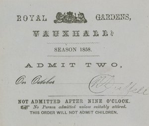 Bilet sezonowy, Vauxhall Gardens, Londyn autorstwa English School