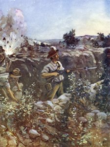 Podporucznik Hugo Throssell trzymający część zdobytego tureckiego okopu przed kontratakami wroga, Hill 60, Gallipoli, 29 sierpnia 1915 autorstwa English School