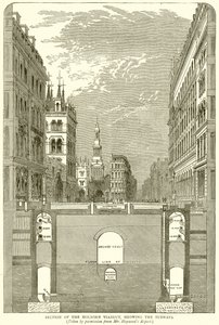 Odcinek wiaduktu Holborn, pokazujący metro autorstwa English School