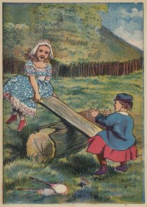 See-Saw, Margery Daw (kolorowa litografia) autorstwa English School